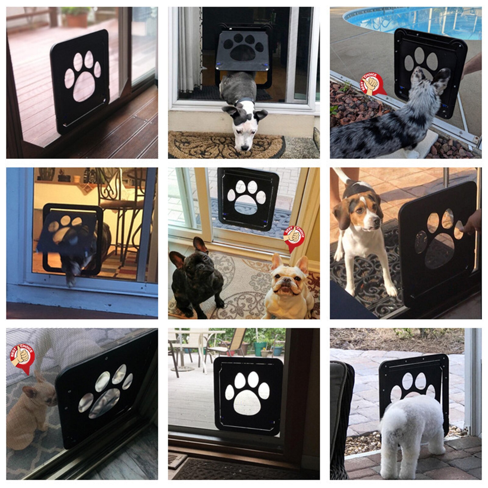 Pet Door Safe Lockable Magnetic Screen Outdoor Dogs Cats Window Gate House Enter Freely Pretty Garden Easy Install