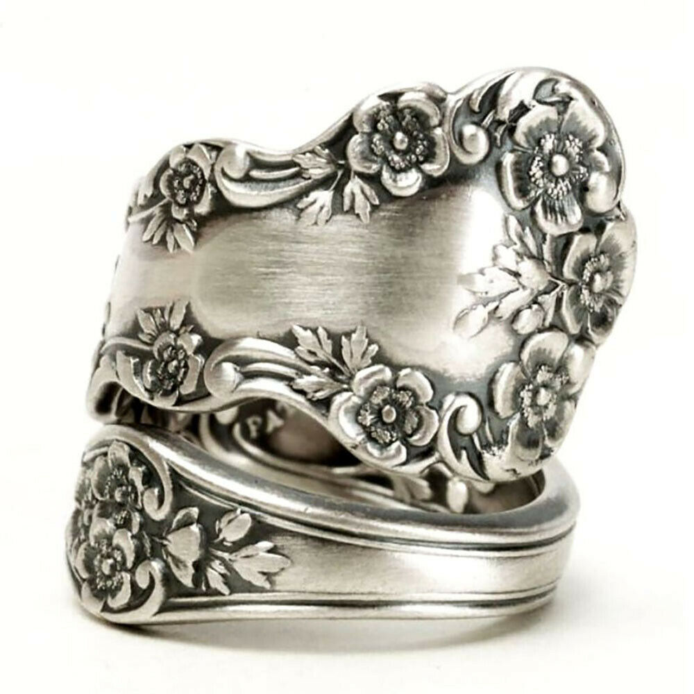 Jahrgang-Schmuck retro Carving Blume Ring Kreative Empfindliche Geschnitzte aufbringen Pflanzen Ring retro ErkläSprosse Ringe für Frauen