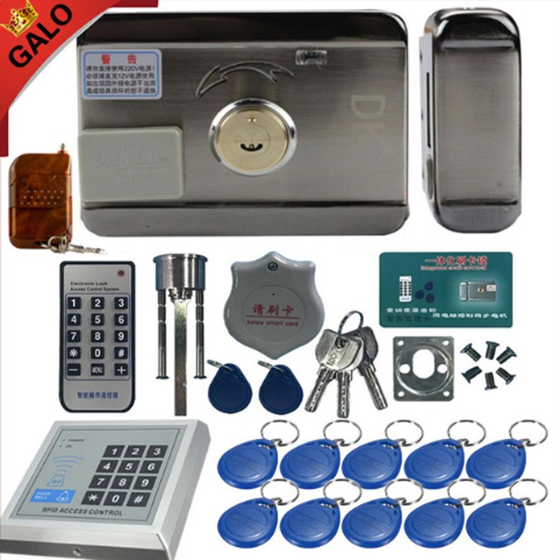Electric lock & gate lock Access Control system Electronic integrated RFID Door Rim lock with ID reader 125khz: D remote control
