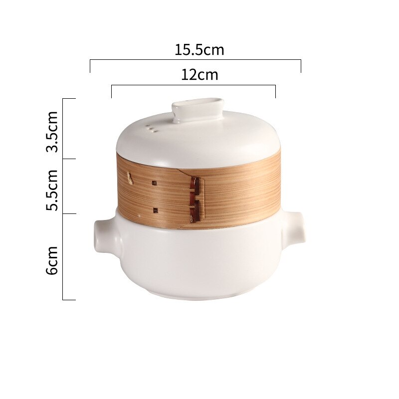 Japanese Style Steamer Casserole With Steamer Drawer Soup Pot Stew Pot Bamboo Multilayer Hotel Household Ceramic Casserole ZB182: Yellow