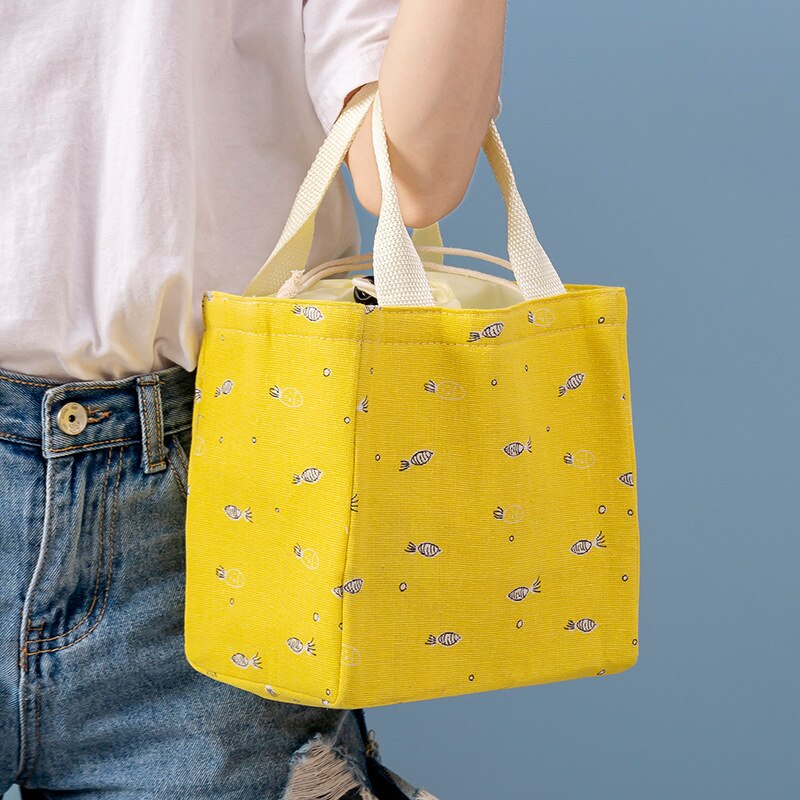 Korean Style Cooler Lunch Bags Thermal Cute Lunch Bags For Women Men Kids Convenient Lunch Box Tote Picnic Food Drawstring Bags