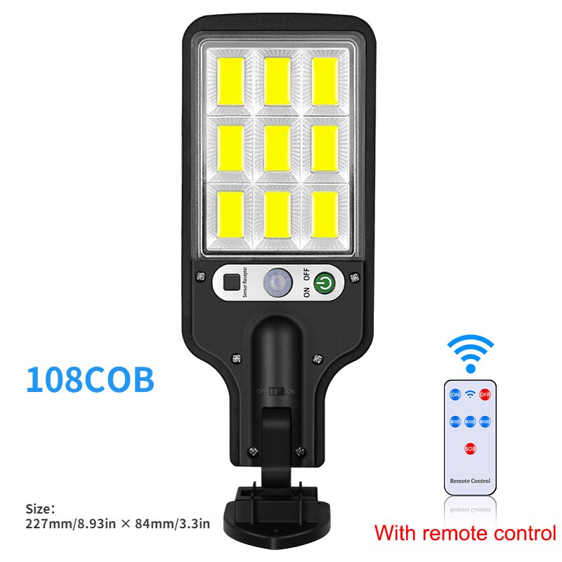 Led Zonne-straat Licht Outdoor 3 Modes Met Motion Sensor Waterdichte Wandlamp Voor Tuin Yard Patio Dek Garage Veranda verlichting: Solar Light-108LED B