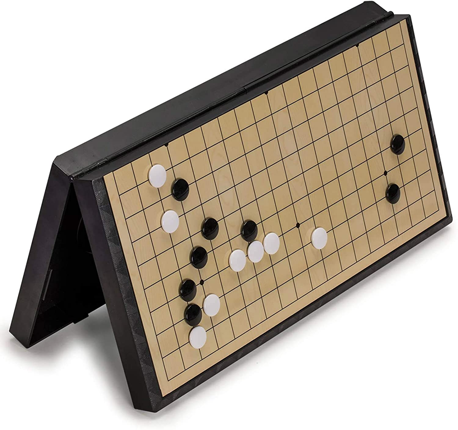 Large Magnetic 19x19 Go Set Game 28CM Portable with A Single Convex Plastic Stone and Go Board for Children and Adult Games