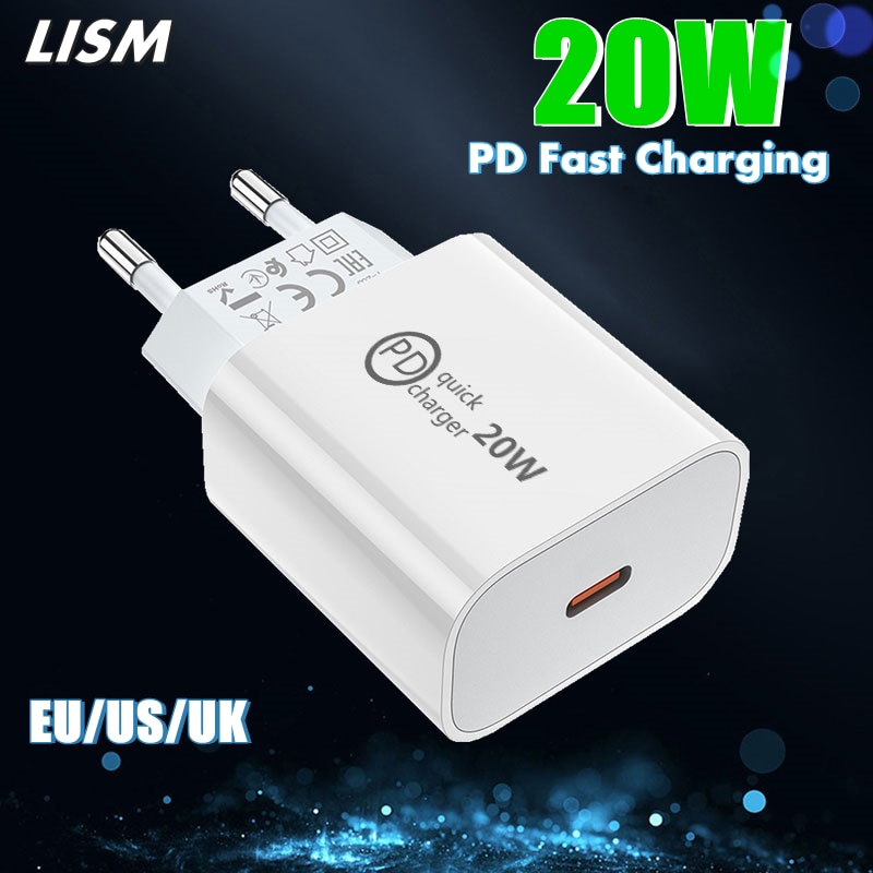 Lism 20W Pd Fast Charger Voor Iphone 12 11 Xs Xr Pro Max 8 Usb C Adapter Oplader Type C Quick Opladen QC3.0 Voor Xiaomi Samsung