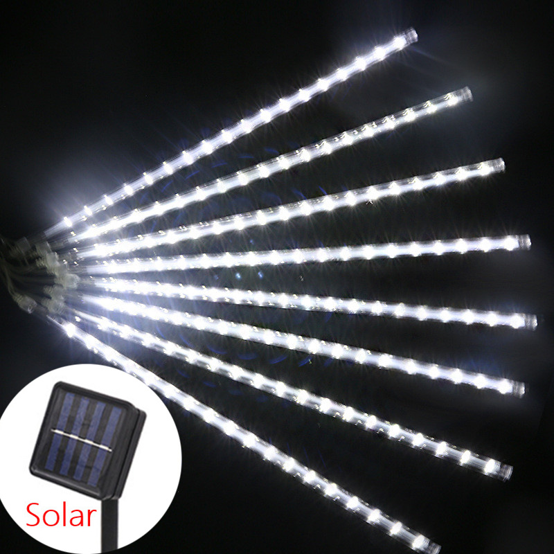 Solar LED Meteor Shower Lights Waterproof Snow Falling Outdoor String Lights for Garden Party Wedding Christmas Tree Patio Decor: Orange / 6-10W