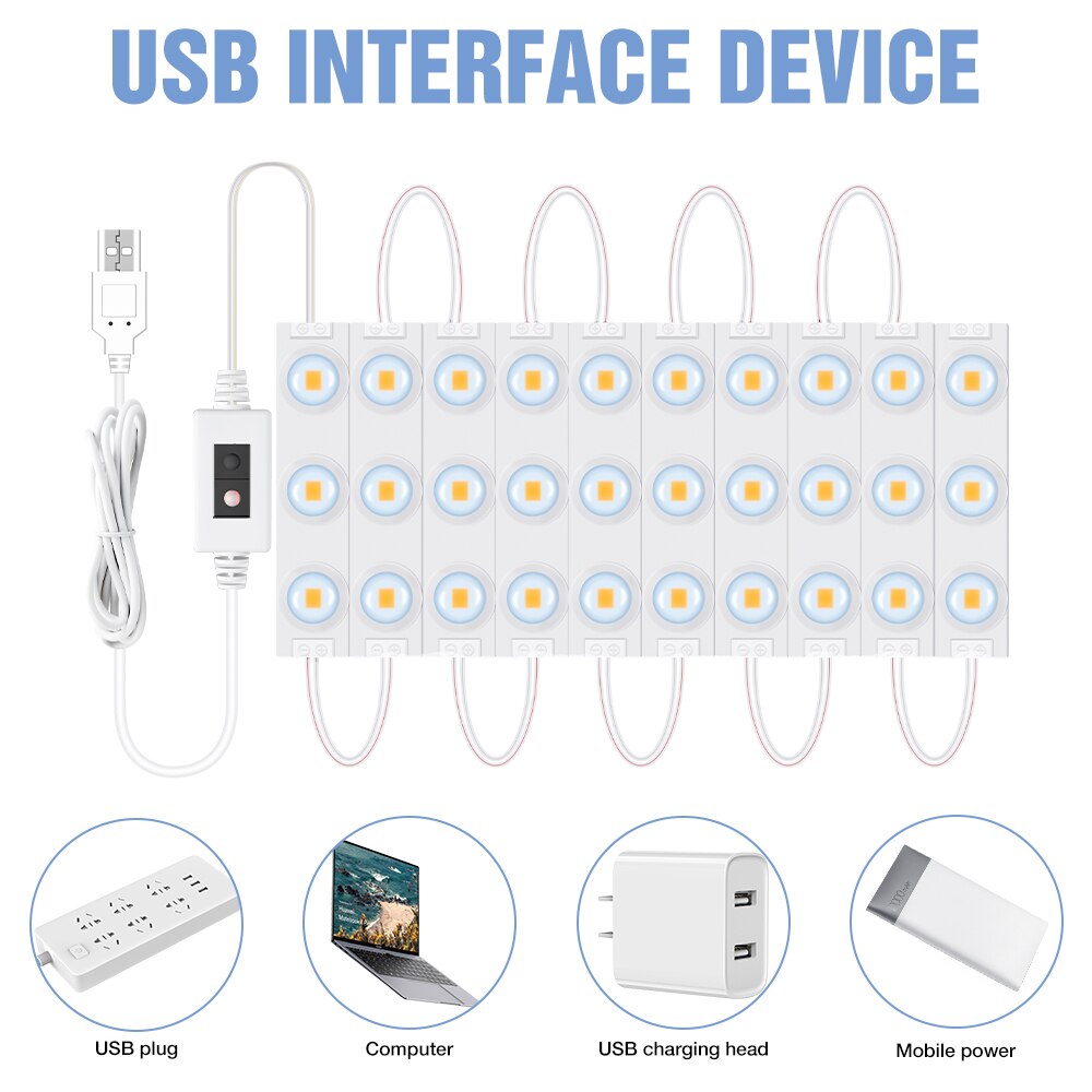 LED Makeup Mirror Light Bulbs USB 12V Hollywood Vanity Mirror With Light Makeup Dressing Table Lighting Dimmable LED Wall Lamp