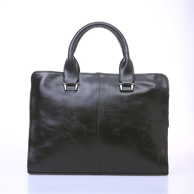 Klassieke Vrouw Mannen Aktetassen Lederen Business Office Computer Laptop Tassen Vintage Schouder Crossbody Tassen Voor Mannen: Black    38x27x8 cm