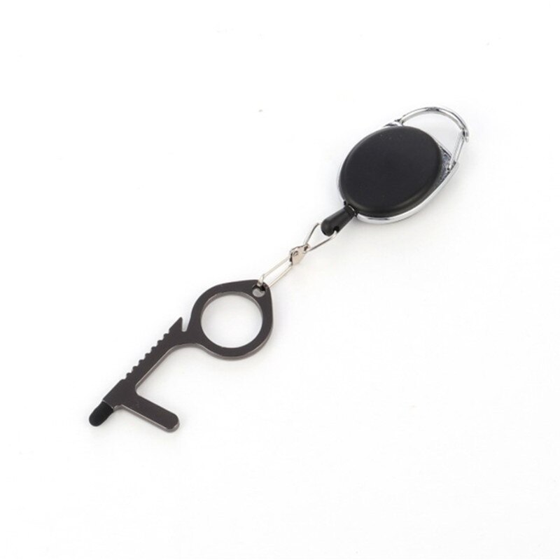Edc Antibacterial Door Handle Anti-epidemic Key Chain Anti-contact Tool To Open The Door Press Elevator Protective Portable Door: gun black  15