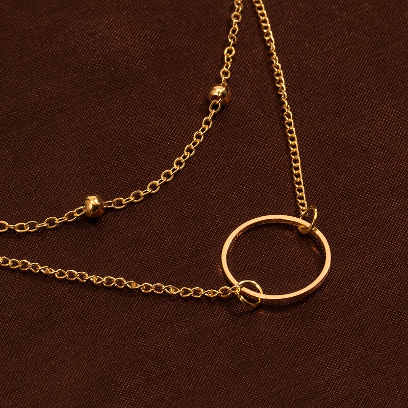 Nowy choker naszyjnik kobiety dwuwarstwowy okrągłe naszyjniki złoty kolorowy naszyjnik Chocker szyi modny zestaw górnik femme kołnierz ras du cou