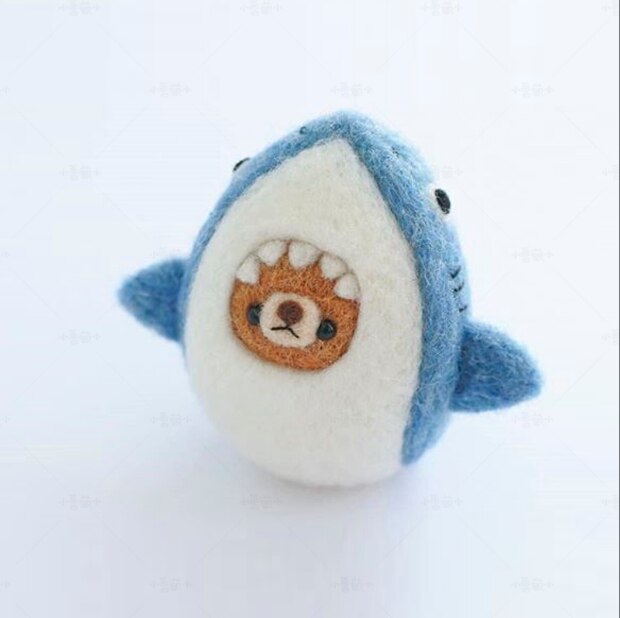 Shark wool needlepoint kit wool felt needle felting decoration craft needlecraft DIY handmade