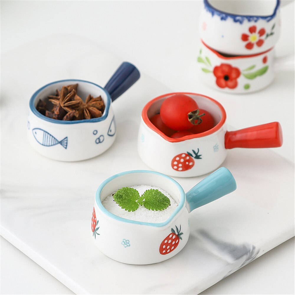 Ceramiczny mini rondel dzbanek robić mleka dzbanek robić kawy owocowy kubek naczynia słodkie truskawki naczynia kuchenne garnek miska z uchwytem cukiernica