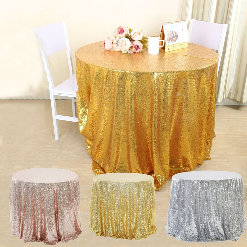 Table Cover Wedding Party Round Table skirt Sequin Tablecloth Rectangular stretche Table Skirt Cloth Glitter Table Home