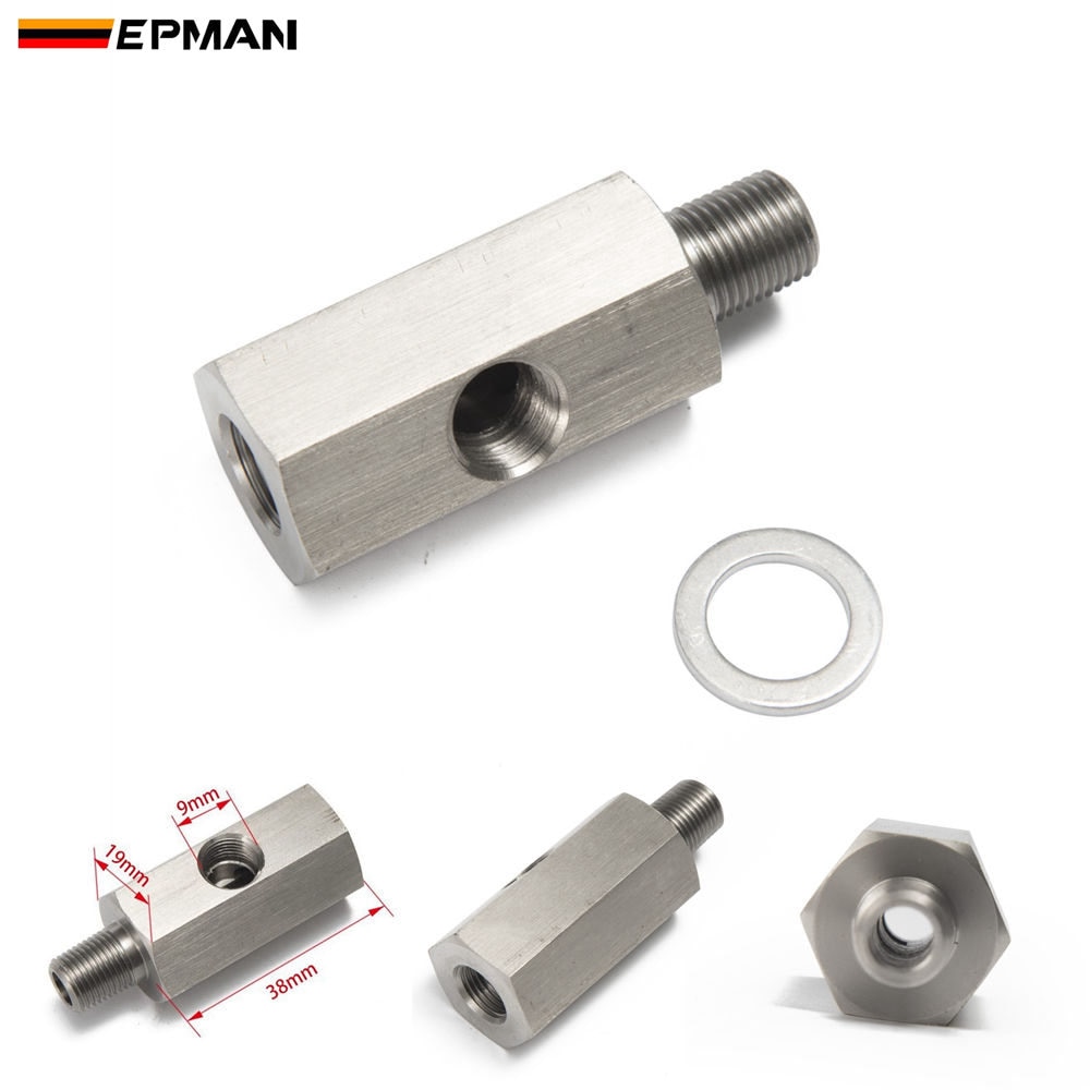 EPMAN 1/8'' NPT & 1/8" BSPT & M10 Oil Pressure Sensor Tee Adapters Turbo Supply Feed Line Gauge Stainless Steel CGQ200