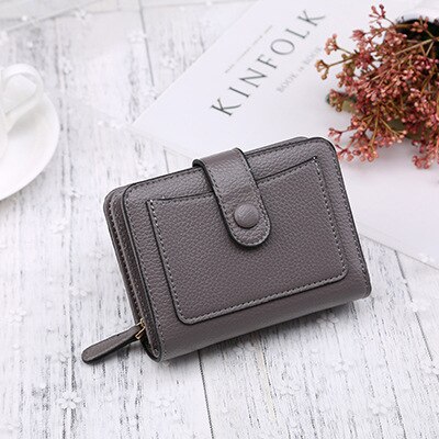 Women Wallets Luxury Brand Red Black Small Mini Coin Purse Hasp Card Holder Lady Wallet Zipper Female Leather Buckle: Gray