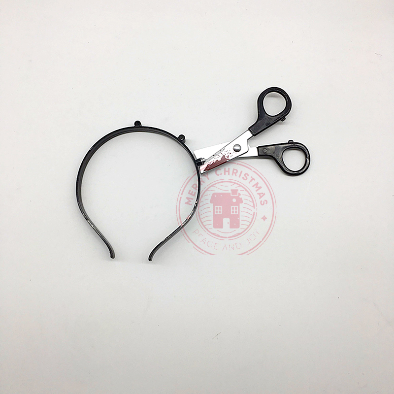 Nueva ropa de terror para Halloween, cuchillo para cabeza, tijeras, jeringa, diadema terrorista, disfraz de , juguete para trucos, accesorios de parodia: Amarillo fluorescente