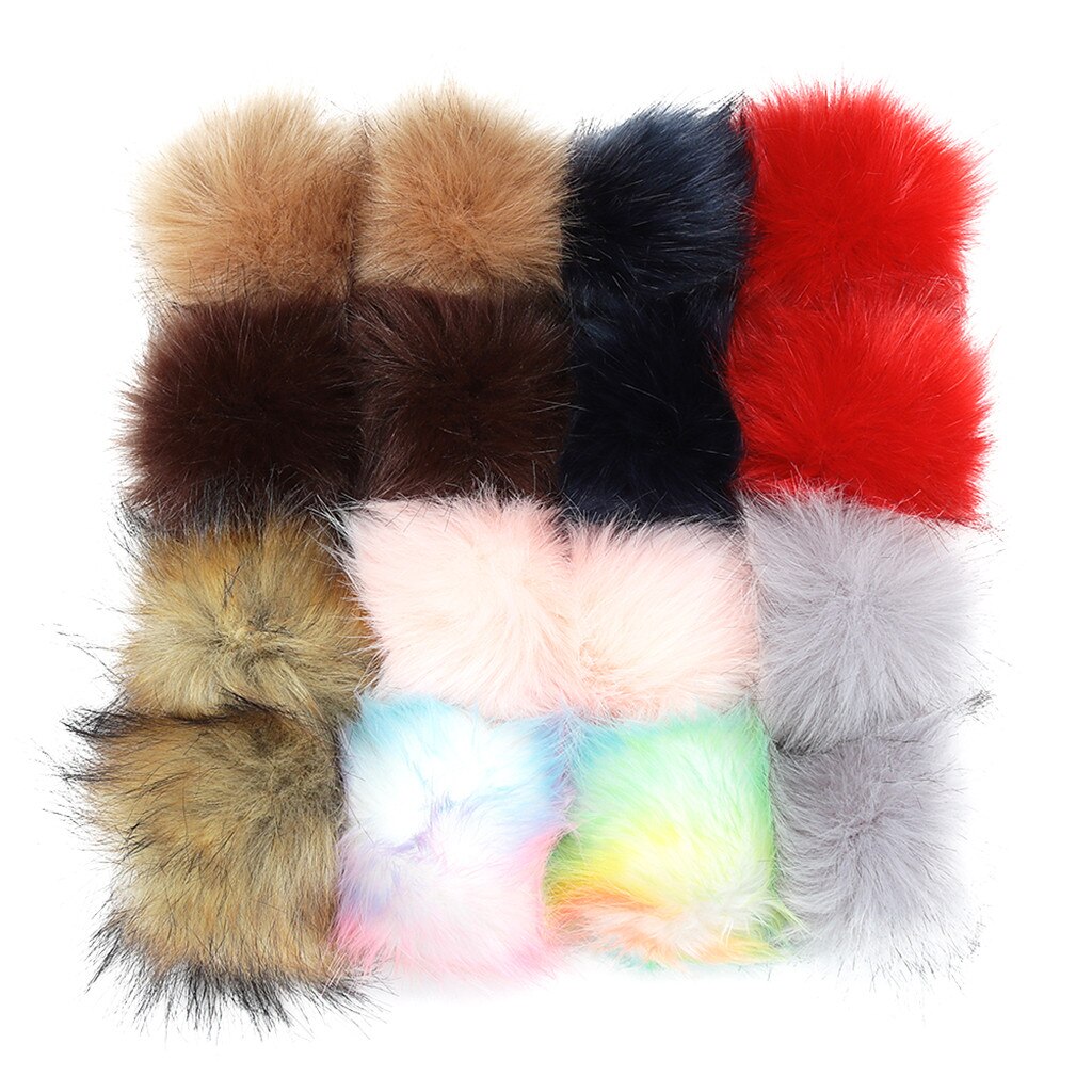 16 Pcs 10Cm Winter Faux Bont Bal Vrouwen Pompom Auto Tas Sleutelhanger Sleutelhanger Elastische Diy Sleutelhanger Konijn Haar lamp Zakken Decor: 2