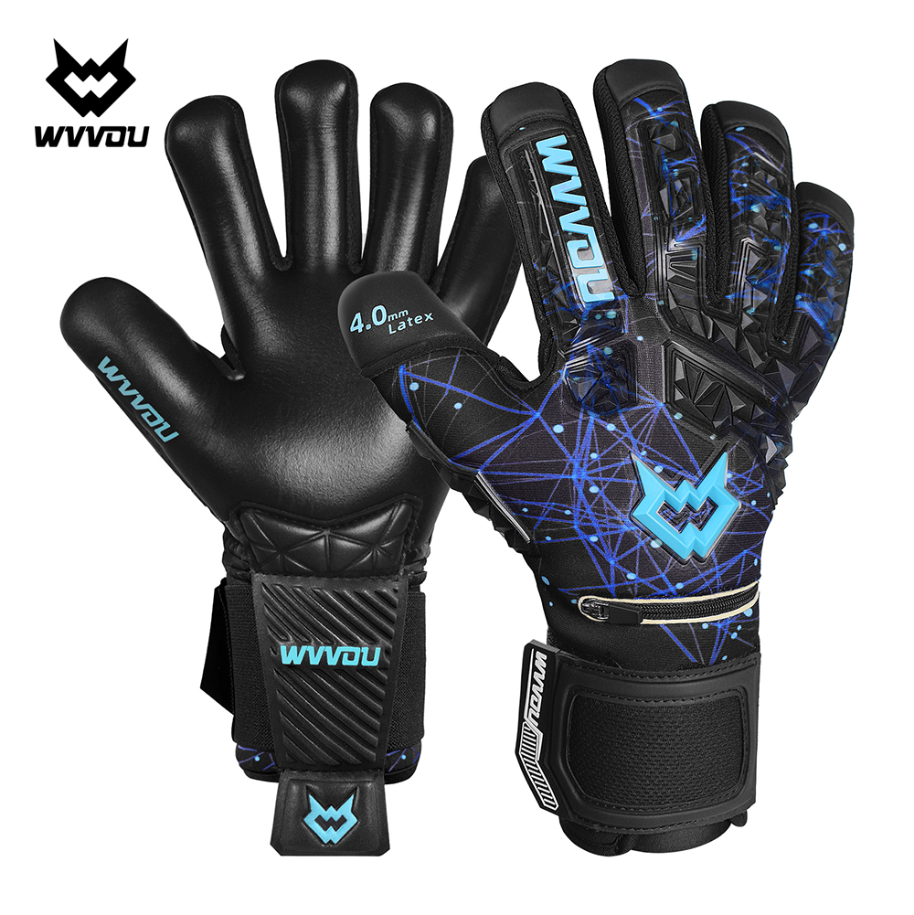WVVOU Soccer Goalie Gloves for Adults and Youth, High Performance Goalkeeper Gloves with 5 Detachable Finger Saves: Blue / XS（old）