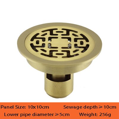 Desagüe redondo para el suelo de latón, 10 CM, escurridor de residuos de ducha, rejilla de drenaje de suelo, dorado,: 6