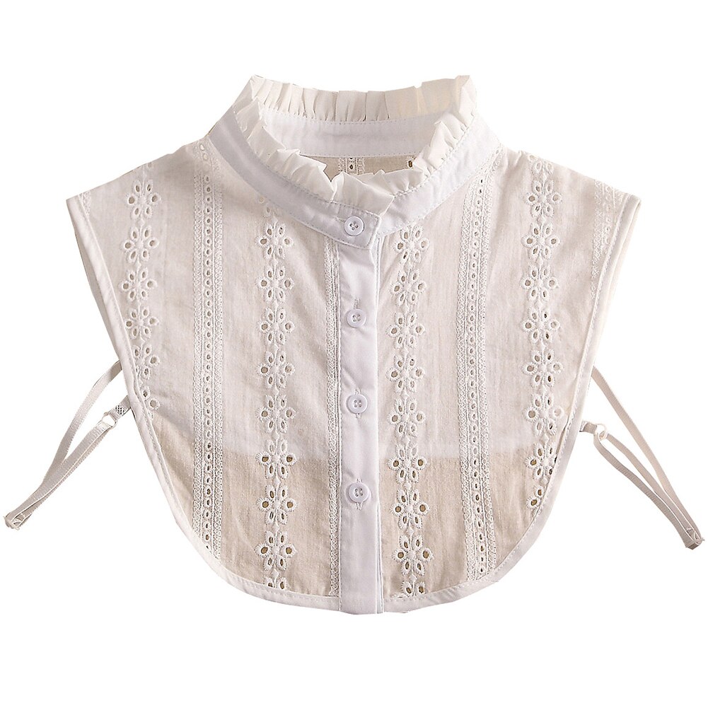 YAKEF Lady Half-Shirt Blouse Afneembare Kant Chiffon Nep Kragen Dicky Kraag Faux Kraag, 42 zwart, Eén Maat