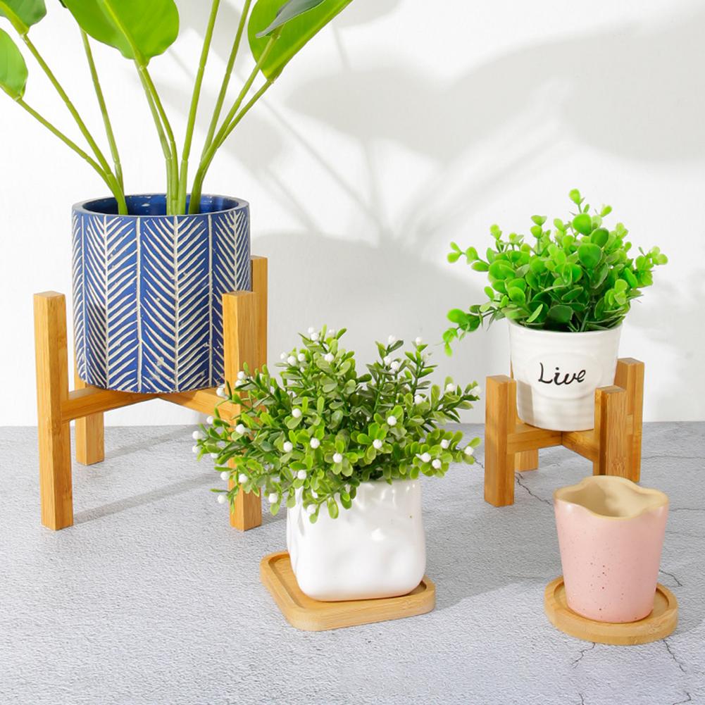 Wood Planter Pot Trays Flower Pot Rack Strong Standing Bonsai Holder Home Garden Decoration Indoor Display Plant Stand Shelf