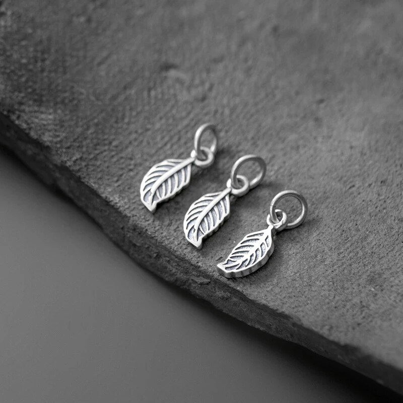 925 Sterling Silver Casual Handmade Matte Small Leaf Charms DIY Jewelry Findings Decoration Ornament Matte S925 Silver Pendant