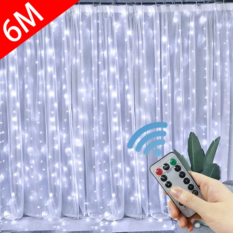 Guirnalda de cortina LED de 3M para ventana, guirnalda de luces con USB, festón de hadas con Control remoto, decoraciones de boda y Navidad para la habitación del hogar