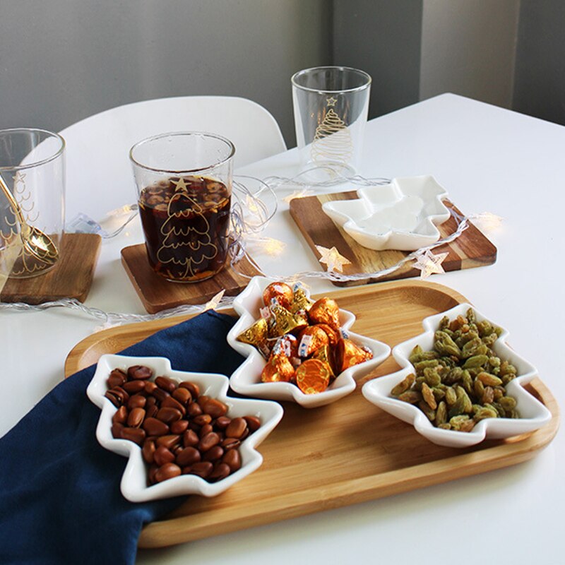 1pcs Christmas Tree Ceramic Plate Porcelain Dinner sets Bone China Dinnerware sets Restaurant Dish Japanese Fruit Serving Tray