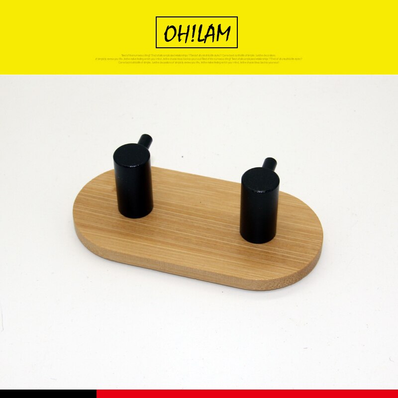 Soporte de pared de bambú adhesivo 3M, 3 ganchos, 1 unidad, colgador de ropa, abrigo, sombrero, fila, toalla, Perchero de ropa, oro: 2Hooks B