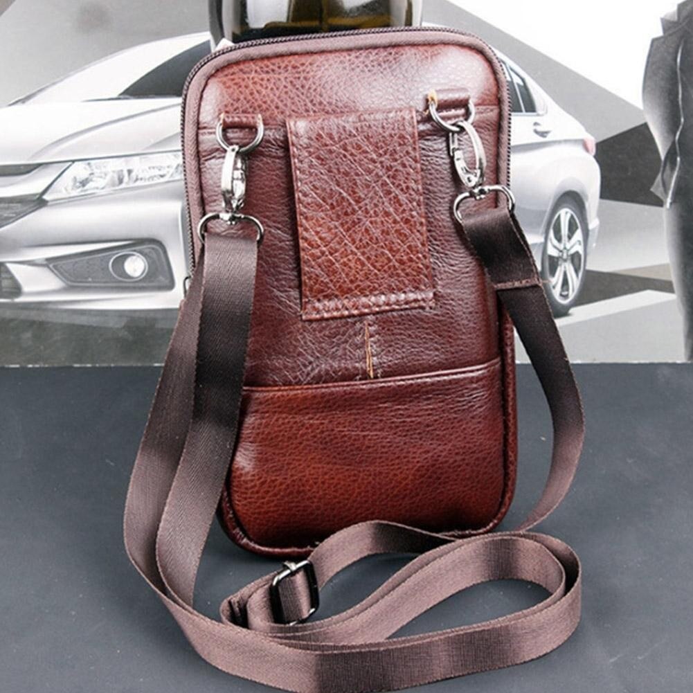 1pc Multi-zweck lässig Männer Leder Telefon Beutel Gürtel Anti-diebstahl Tasche Schulter Pack Crossbody Reißverschluss Geldbörse W N3Q7