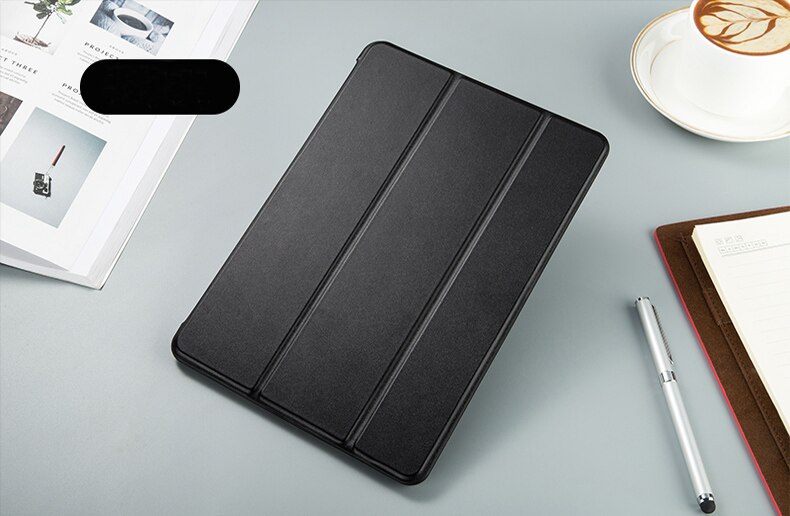 iPad 2/3/4 Case - PU Leather & Soft Silicone Shell - Magnetic Smart Sleep Wake Cover: Black L FW 234