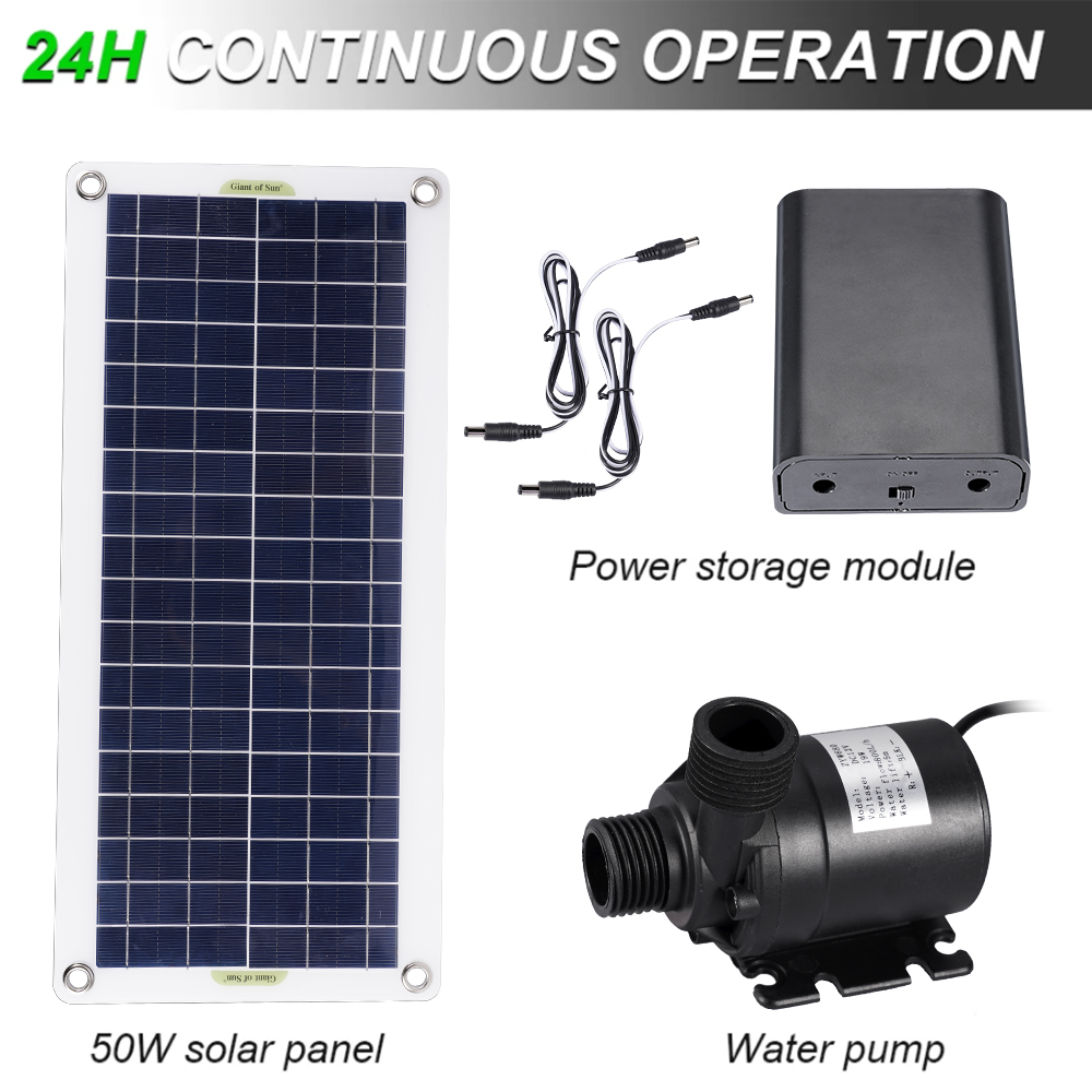 50W 800L/H Brushless Solar Water Pump Single Crystal Silicon Ultra Silent Continuous Work Pool Water Pump Garden Decoration Kit