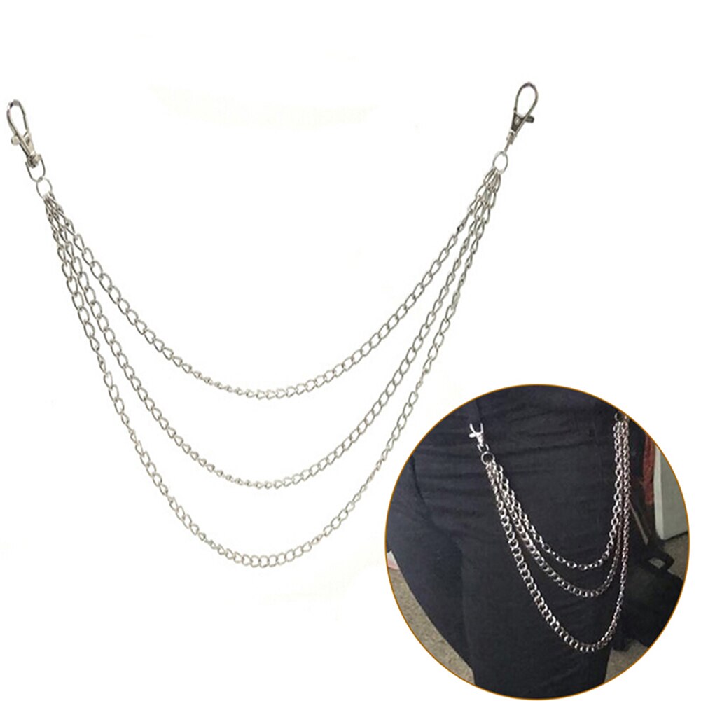 1-3 Layer Rock Punk Haak Broek Zilveren Ketting Jeans Legering Decoratie Kettingen Broek Taille Link Riem mode Metalen Portemonnee
