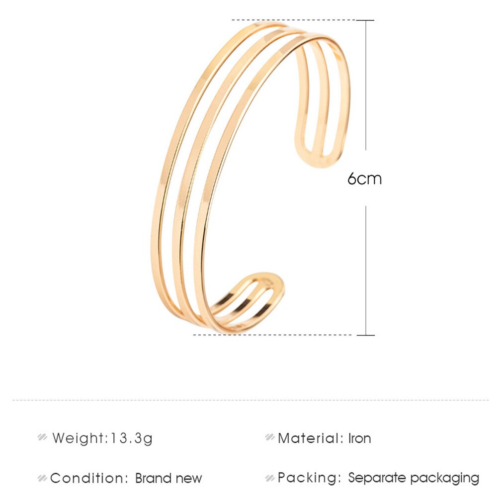 Versatile Three-layer Bracelets Simple Classic Open Adjustable Bracelet Jewelry Accessories For Women