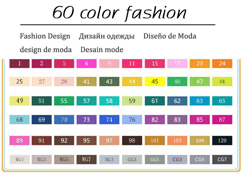 Marqueurs TouchFIVE 30/40/60/80 couleurs Art marqueurs ensemble double tête artiste croquis gras à base d'alcool marqueurs pour Animation Manga: 60 color fashion