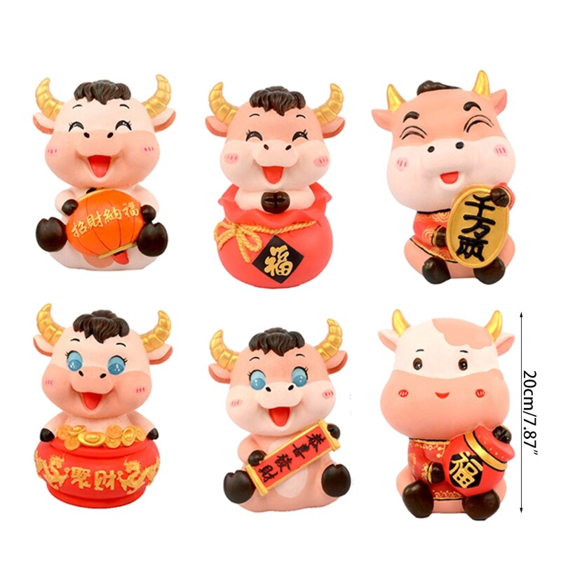Cow Figurines Year Of Ox Statue DIY Coloring Piggy Bank Ornament