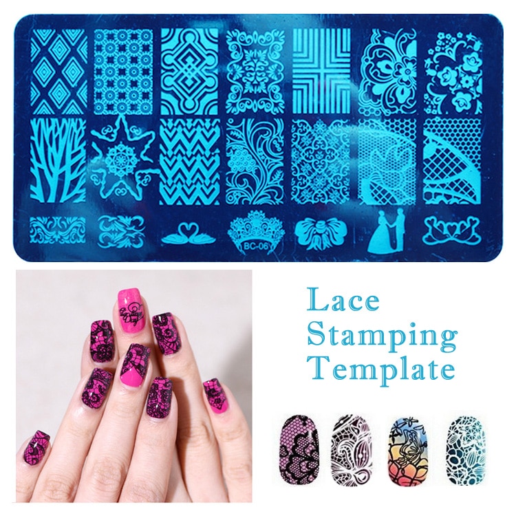 AddFavor Nail Stamping Template DIY Nail Polish Stamper Tool Stainless Steel Manicure Stamping Plate Gel Art Print Stamp Kits
