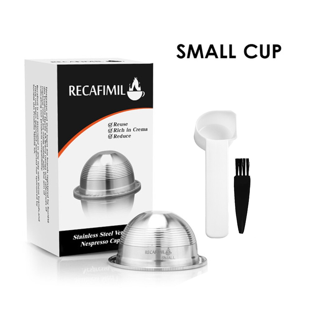 Stainless Steel Refillable Reusable Coffee Pod Set for Espresso Compatible for Nespresso Vertuo Capsule Pod Vertuoline GCA1 70ml: 1Cup