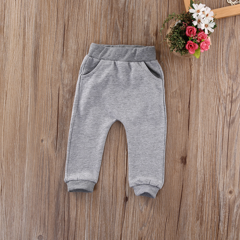 Leuke Baby Baby Jongens Meisjes Kleding Katoenen Kleding Losse Lange Broek Bottoms Kids Broek: Grijs / 18m