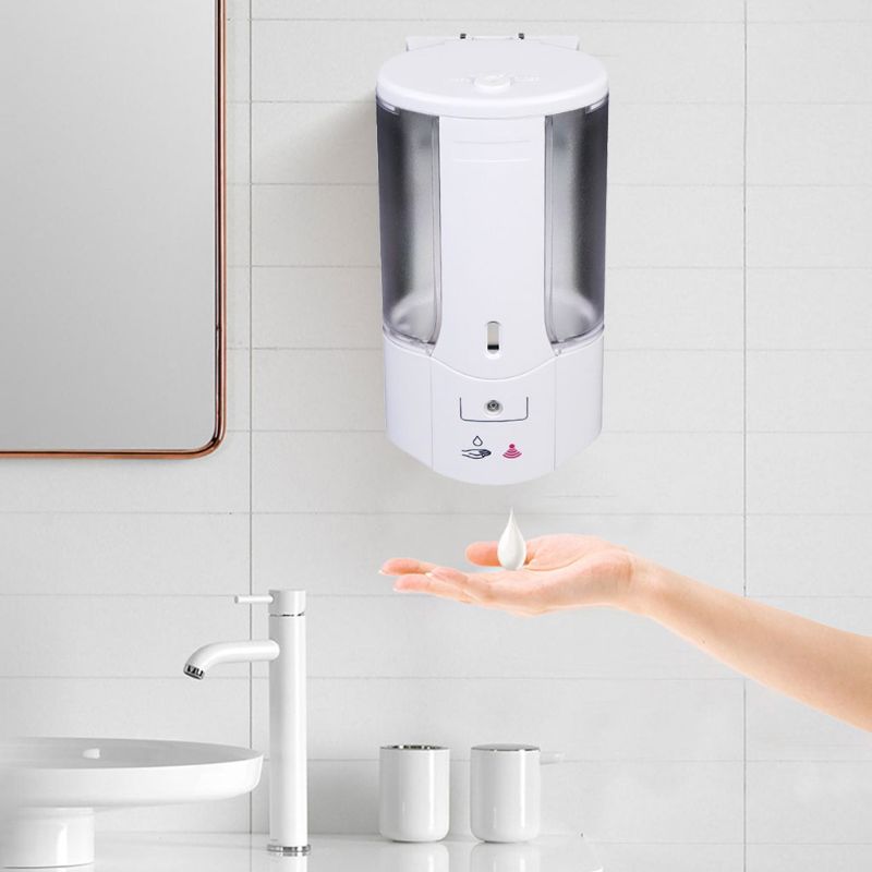 Automatic Smart Sensing Soap Dispenser with Window Wall-mounted Sensor Contactless Hand Sanitizer Shampoo Container for Bathroom
