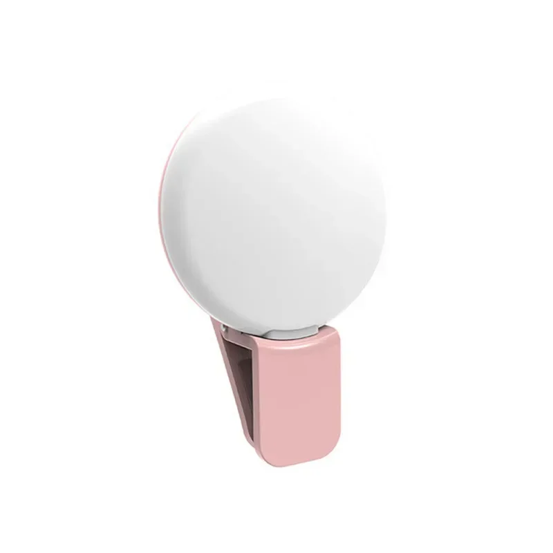 Mobile Phone LED Selfie Ring Light Portable Mini Durable Practical Three Stop Dimming Circle Photography Clip Fill Light: Pink