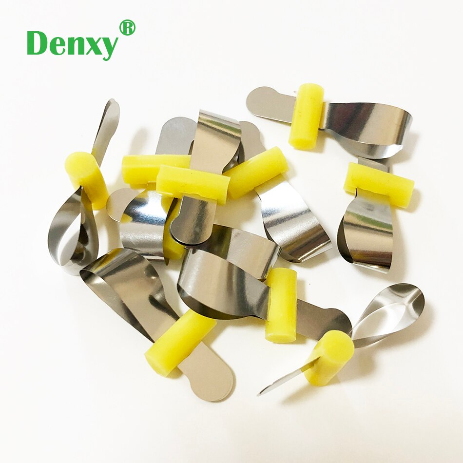 Bandes de Matrice dentaire en métal, 50 pièces/boîte, automatrice dentaire sans retenue avec casier, Matrice sectionnelle profilée, double Matrice antérieures