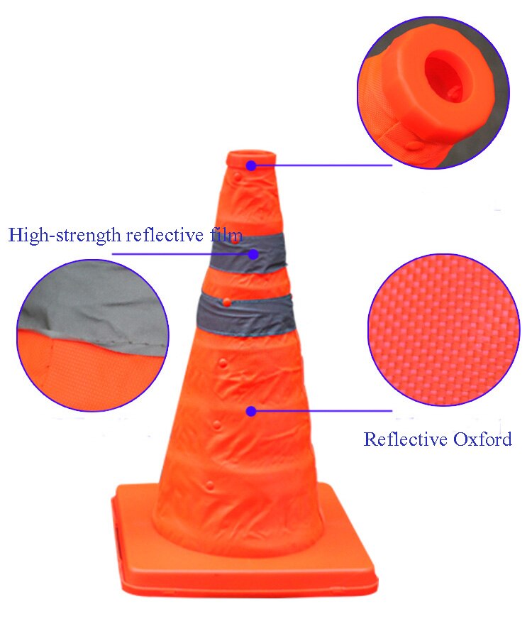 Folding Inklapbare Oranje Verkeersveiligheid Kegel Verkeer Pop Up Parking Multi Purpose 2 Reeflective Streep
