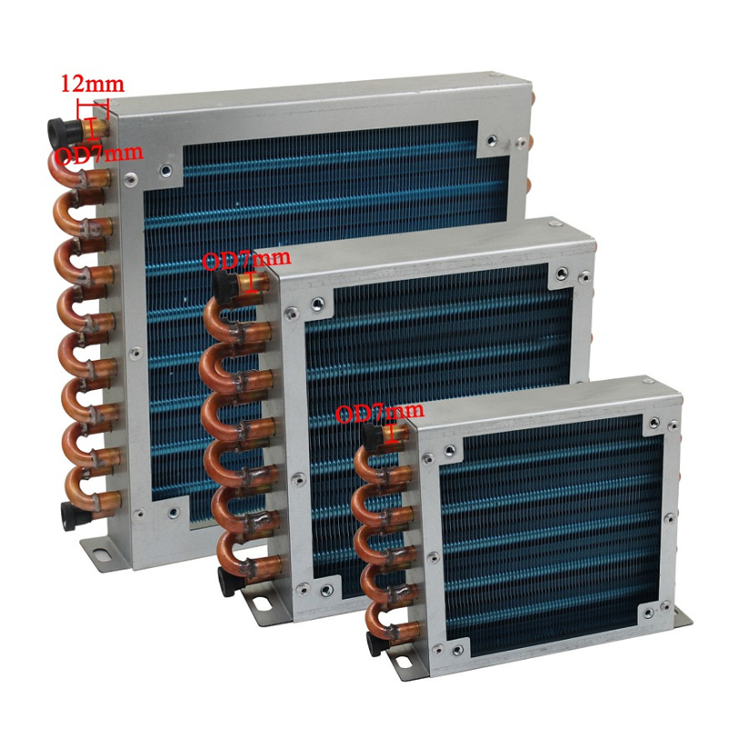 shell condensor radiator koelkast vriezer luchtgekoelde watergekoelde aluminium vin en koperen buis warmtewisselaar met ventilator Klein