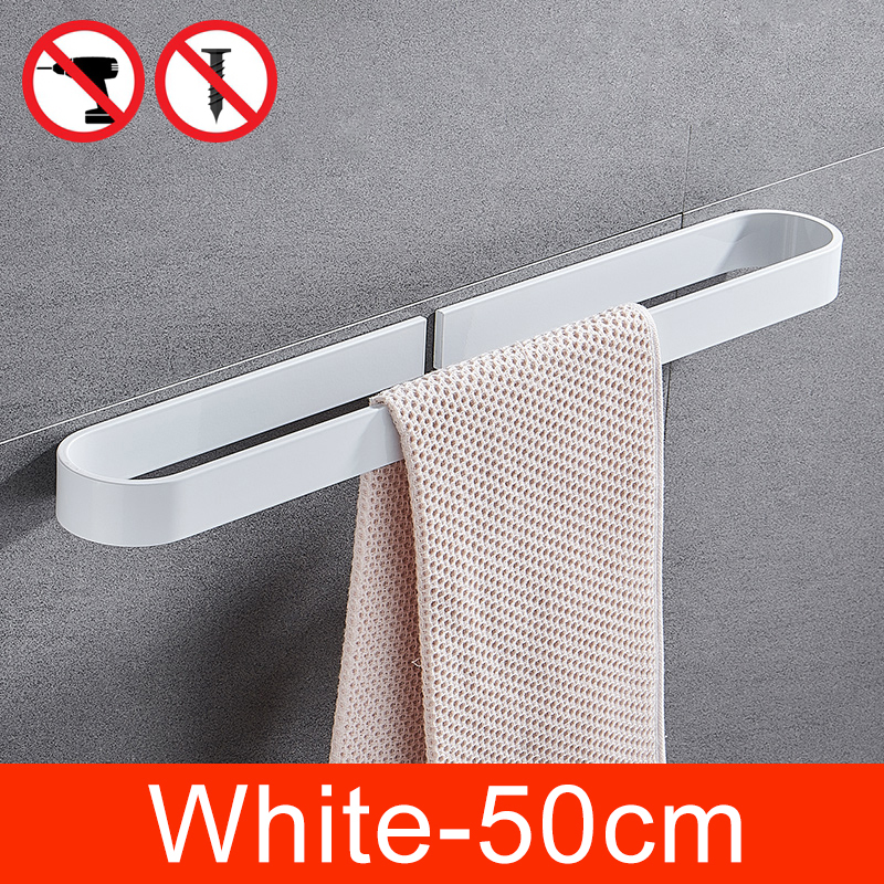 Självhäftande svart badhanddukshållare badrumshanddukshållare inget stans handdukshängare handdukshållare badförvaringshylla  ml65b: Vit -50cm
