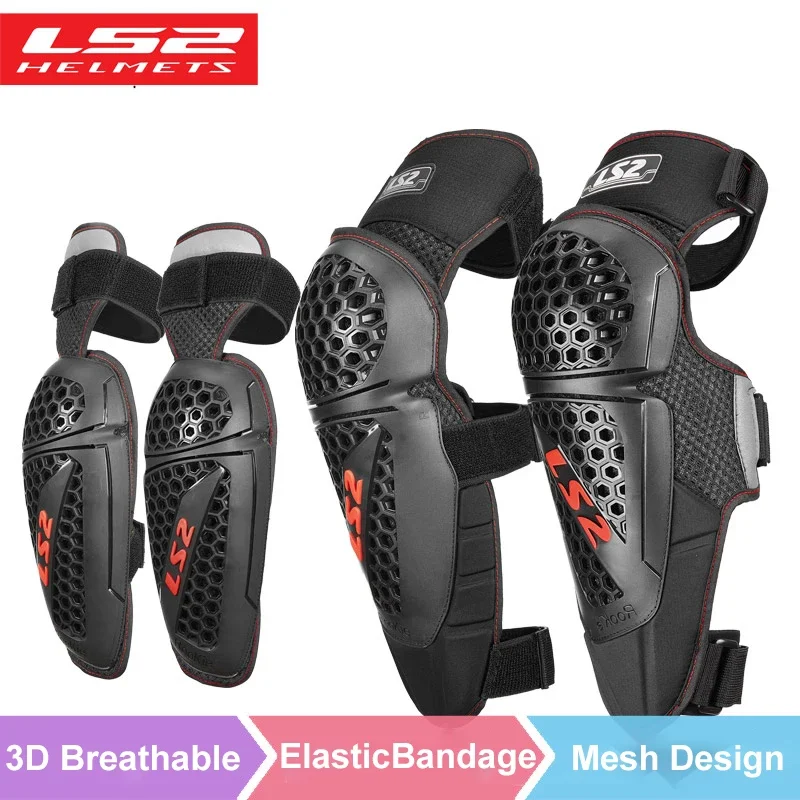 LS2 motorfiets elleboog kniebeschermers motorcross kniebrace mesh motorfiets elleboogbeschermer sport kniebeschermers kruisbeschermingen kniebeschermers