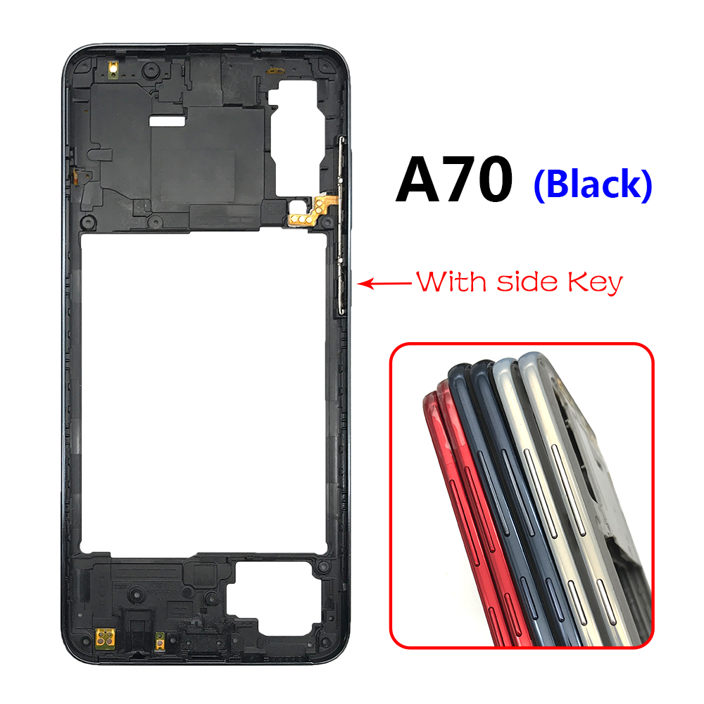 Per Samsung Galaxy A20S A30S custodia cornice centrale + tasti laterali pulsanti di accensione e Volume sostituzione per Samsung A50S A20 A70: A70 Black