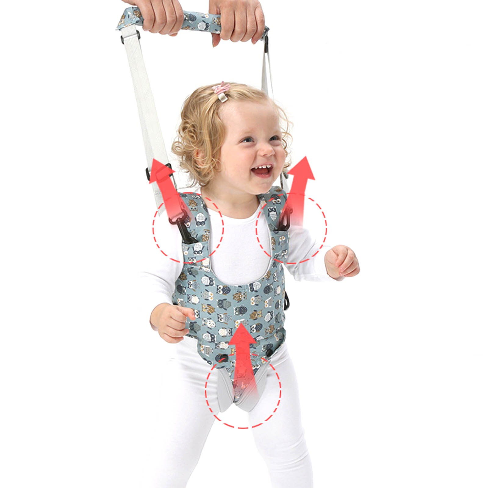 Harnais de marche à main réglable pour bébé de plus de 8 mois, Assistant de marche pour tout-petit avec entrejambe détachable pour bébé