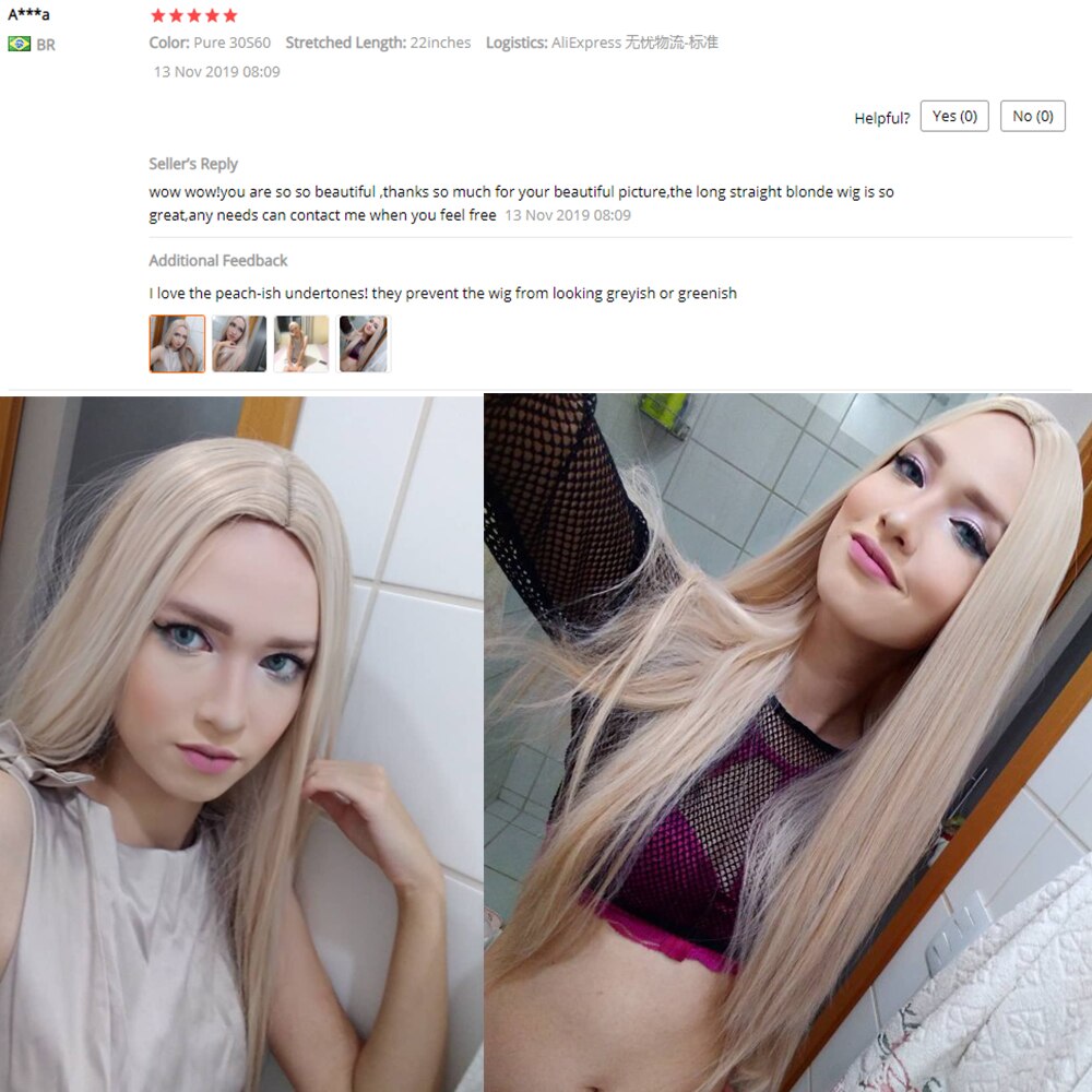 FAVE Long Straight Pure Light Brown Blonde Long Synthetic Wigs for White /Black Women 22 Inch Middle Part Can be Cosplay Wigs