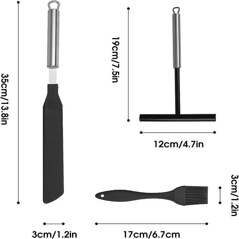 Spalmatore per crepes francese in acciaio inossidabile Spalmatore per crepes e kit spatola Strumenti per spalmare la pastella venire pancake Strumenti per la cottura delle pancake