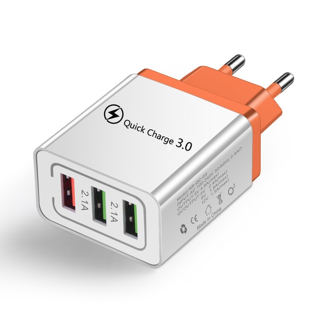 Cargador USB de carga rápida 3,0 QC 3,0 para teléfono móvil, cargador de pared para iPhone 11 X XS 8 7 Samsung S8, adaptador USB de 3 puertos